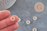 Colgante donut de cristal transparente y lámina de oro, un colgante redondo de cristal para tus creaciones de joyas, 15x3mm, x 10 (G3299)