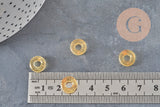 Colgante de donut de vidrio amarillo y pan de oro, un colgante de vidrio redondo para sus creaciones de joyería, 15x3 mm, x 10 (3,5 g) G3505