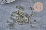 4mm grey square glass beads, x50 (G2195)