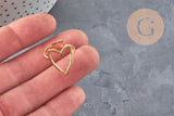 FOTO 5 VARIACIONES A REALIZAR Anillo de corazón de acero inoxidable 304 dorado IP Talla 57, x1 VÁLIDO