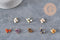 Hexagon charm natural stones gold-plated brass 12mm, x1 (G8343)