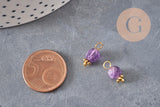 Hexagon charm natural stones gold-plated brass 12mm, x1 (G8343)