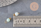 Hexagon charm natural stones gold-plated brass 12mm, x1 (G8343)