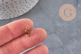 Hexagon charm natural stones gold-plated brass 12mm, x1 (G8343)
