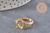 Anillo ajustable con cabujón de circonita de 17 mm, latón bañado en oro, x1 (G3959)