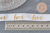 Ruban élastique blanc or LOVE EFJF,bracelet EVJF,ruban mariage, scrapbooking,16mm, x1 ou x5 ou x10 mètres (G4001)