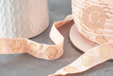 Ruban élastique rose clair or coquillage 16mm, 1/5/10 Mètres G2071