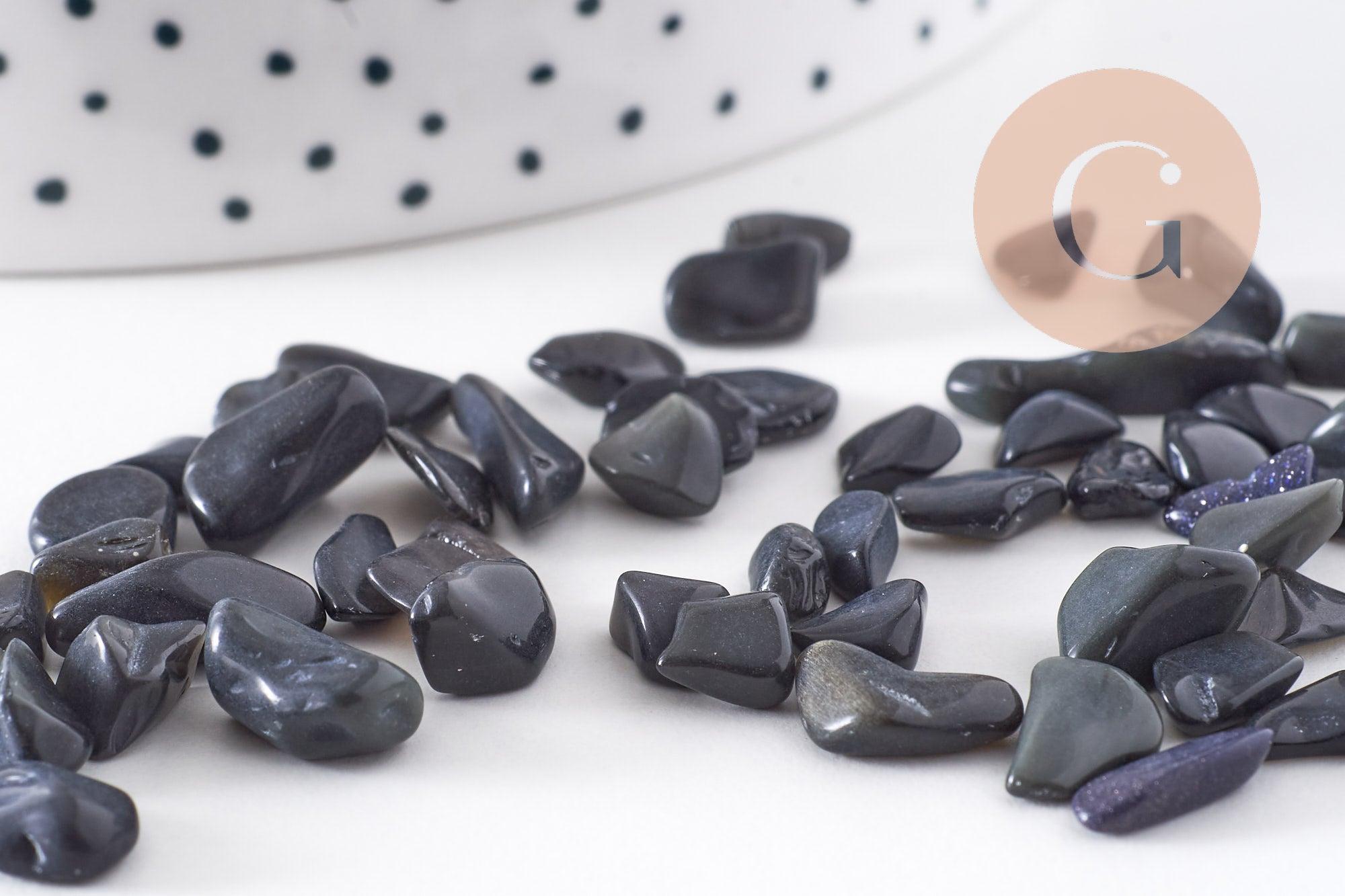 Sable chips pierre obsidienne naturelle 8-20mm non percé x20gr (G0402)