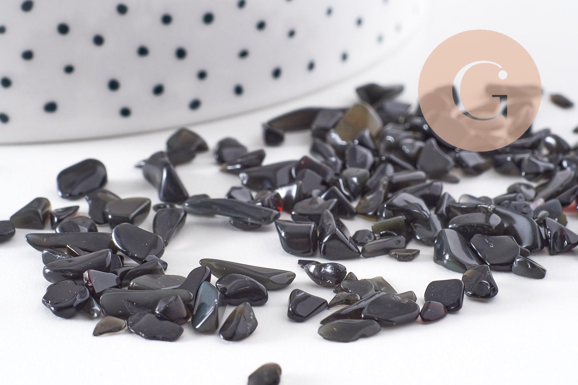 Sable chips pierres naturelle noire 3~5mm non percé, x20gr (G0227)