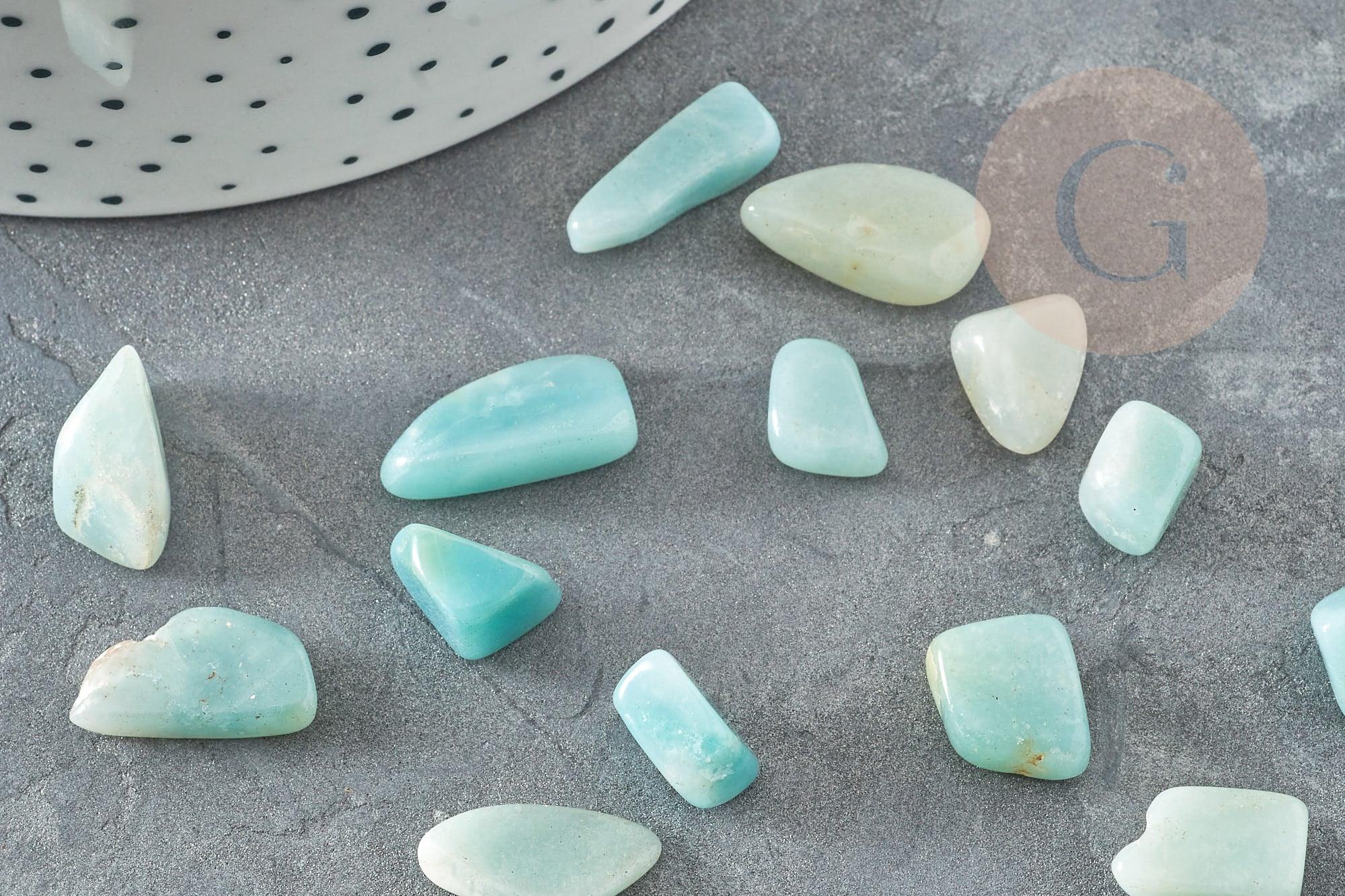 Sable pierre amazonite bleue verte naturelle brute roulée 5~25mm /2~8mm non percé, x20gr (G0249)