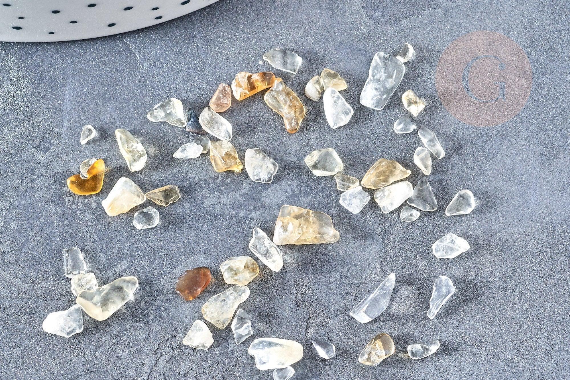 Sable pierre chips citrine jaune chauffée non percé, x20gr (G8534)