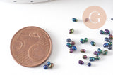 Sable verre noir irisé chips mineral 2.5~3mm non percé, x10gr (G1117)