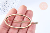 Support barrette clip métal doré ovale 54mm, x1 (G6599)
