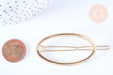 Support barrette clip métal doré ovale 54mm, x1 (G6599)