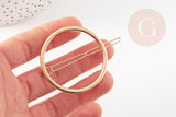 Support barrette clip métal doré ronde 47mm, X1 (G4719)