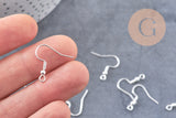 Support boucle crochet acier 304 inoxydable argent 925 22mm, x10 (G10863)