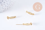 Support de broche en laiton doré 18K 20mm, x2 (G10703)