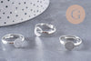 Supports bague reglable argentés plateau 8mm, x4 (G0506)