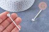 Supports de barrette fer argenté 50mm, x5 (G1879)