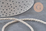 Cordon satiné torsadé beige de 3 mm en nylon pour bijoux et loisirs créatifs, finition brillante.