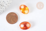 Pendentif Connecteur ovale acrylique écaille marron foncé 20mm, x5 (G7282)