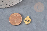 pendentif crâne tête de mort acier doré 201 inoxydable 13.5mm, création bijou doré, x1 G4827
