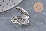 pendentif locket coquillage acier IP inoxydable doré 18K/platine 23.5mm,x1 (G4552)