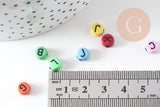 perle ronde Lettre Alphabet plastique multicolore, x10Gr (G1970)