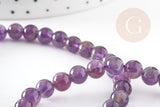 perle ronde amethyste violette naturelle 6mm, perles pour bijoux en pierre naturelle, x1 fil de 38cm (G1559)