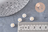 perle ronde smiley doré plastique blanc 7mm, x10 grammes (G4801)