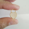 Breloque cadenas cœur laiton doré 18k cristal 20mm,pendentif amour pour création bijoux, l'unité,G3163